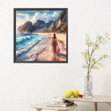 Load image into Gallery viewer, Diamond Painting - Full Round - Beach waves girl (30*30CM)