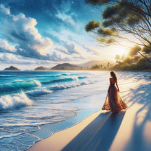 Load image into Gallery viewer, Diamond Painting - Full Round - Beach waves girl (30*30CM)