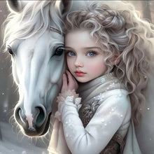 Load image into Gallery viewer, Diamond Painting - Full Round - white horse girl (30*30CM)