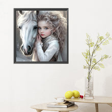 Load image into Gallery viewer, Diamond Painting - Full Round - white horse girl (30*30CM)