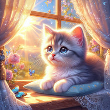 Load image into Gallery viewer, Diamond Painting - Full Round - Glowing cat by the window (30*30CM)