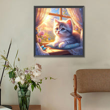 Load image into Gallery viewer, Diamond Painting - Full Round - Glowing cat by the window (30*30CM)