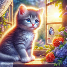 Load image into Gallery viewer, Diamond Painting - Full Round - Glowing cat by the window (30*30CM)