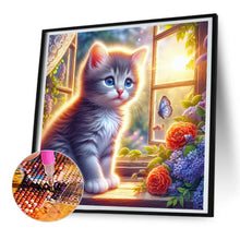 Load image into Gallery viewer, Diamond Painting - Full Round - Glowing cat by the window (30*30CM)
