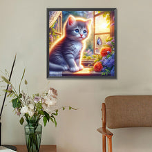 Load image into Gallery viewer, Diamond Painting - Full Round - Glowing cat by the window (30*30CM)