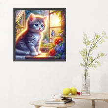 Load image into Gallery viewer, Diamond Painting - Full Round - Glowing cat by the window (30*30CM)