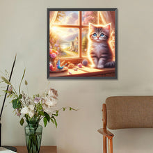 Load image into Gallery viewer, Diamond Painting - Full Round - Glowing cat by the window (30*30CM)