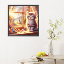 Load image into Gallery viewer, Diamond Painting - Full Round - Glowing cat by the window (30*30CM)