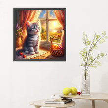 Load image into Gallery viewer, Diamond Painting - Full Round - Glowing cat by the window (30*30CM)