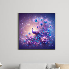 Load image into Gallery viewer, Diamond Painting - Full Round - purple fantasy background peacock (40*40CM)