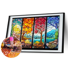 Load image into Gallery viewer, Diamond Painting - Full Round - glass art four seasons tree (60*40CM)