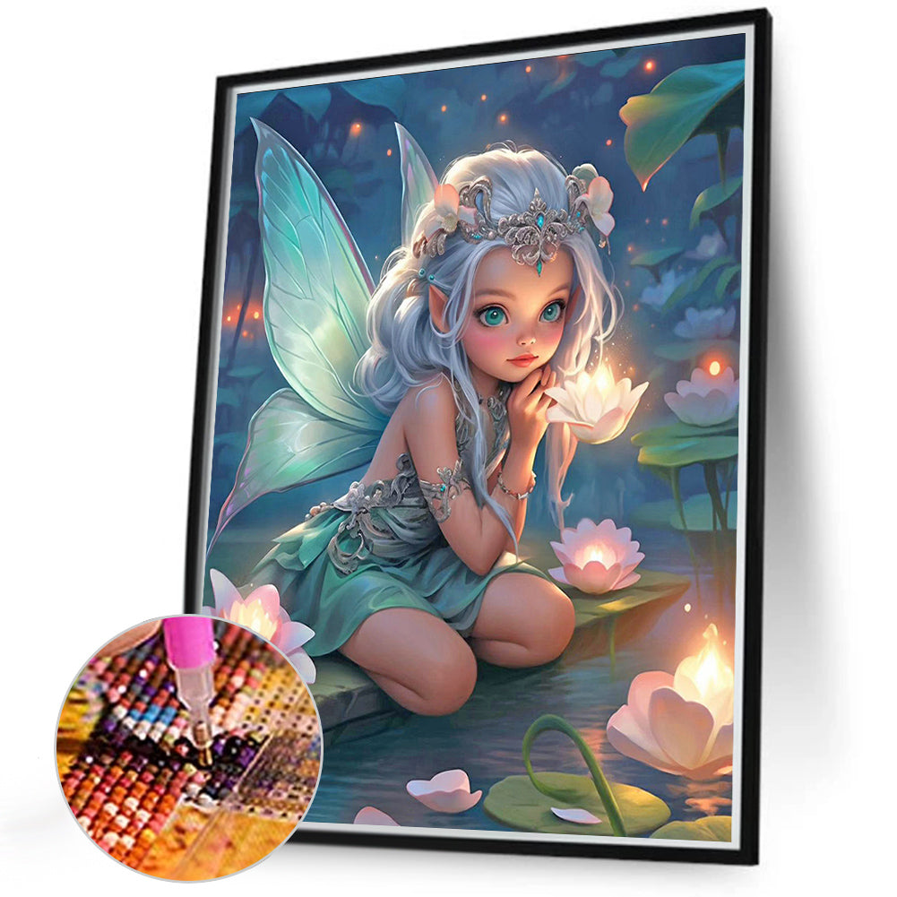 Diamond Painting - Full Round - Lotus and fairy girl (40*50CM)