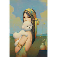 Load image into Gallery viewer, AB Diamond Painting - Full Round - girl holding puppy (40*60CM)