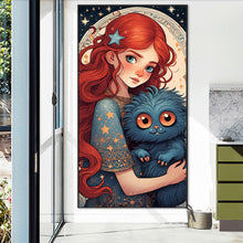 Load image into Gallery viewer, AB Diamond Painting - Full Round - Red-haired girl and little monster (40*75CM)