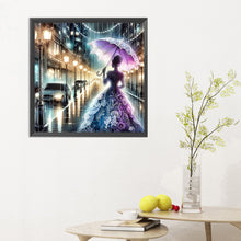 Load image into Gallery viewer, Diamond Painting - Full Round - Girl under the rain at dusk (30*30CM)