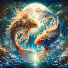 Load image into Gallery viewer, Diamond Painting - Full Square - Goldfish under the moon (30*30CM)