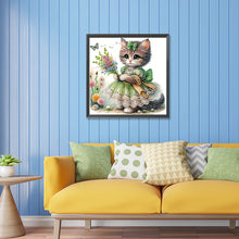 Load image into Gallery viewer, Diamond Painting - Partial Special Shaped - Little kitten with bouquet (30*30cm)