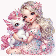 Load image into Gallery viewer, Diamond Painting - Partial Special Shaped - pink girl unicorn (30*30cm)
