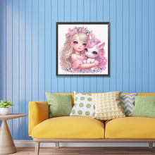 Load image into Gallery viewer, Diamond Painting - Partial Special Shaped - pink girl unicorn (30*30cm)