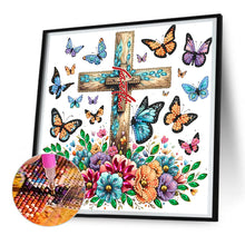 Load image into Gallery viewer, Diamond Painting - Partial Special Shaped - cross butterfly (30*30CM)