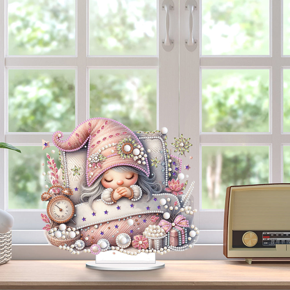 Special Shape Single-Side Sleeping Gnome Desktop Diamond Art Kits for Home Decor