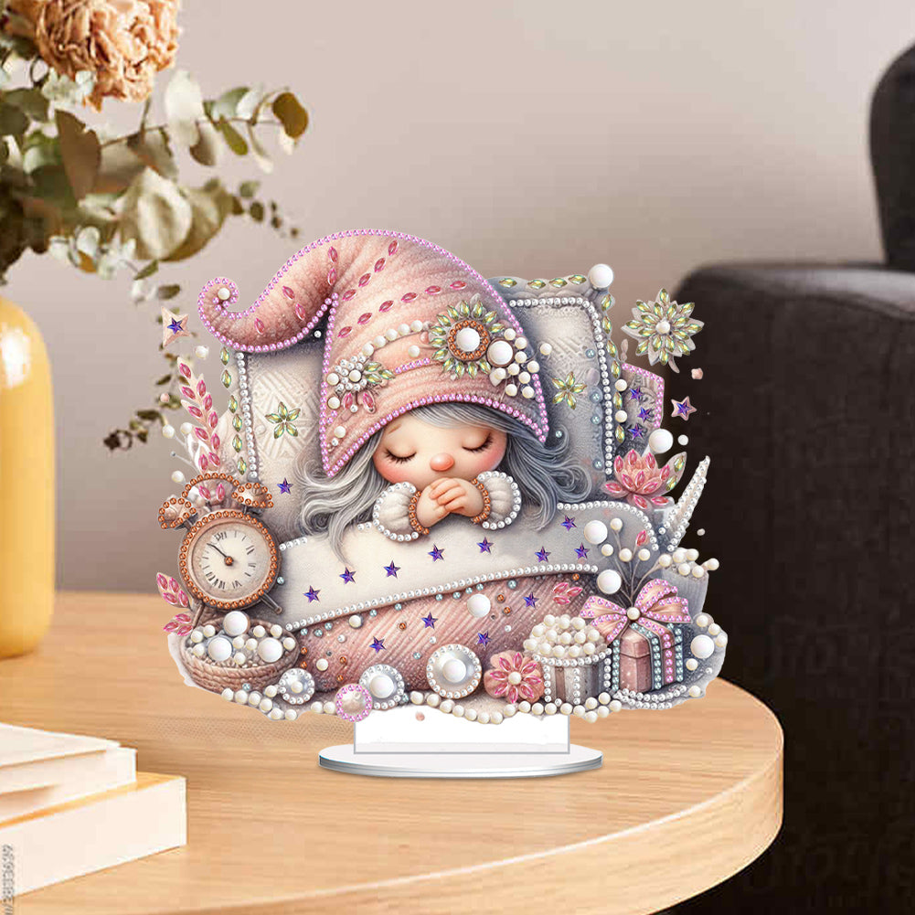 Special Shape Single-Side Sleeping Gnome Desktop Diamond Art Kits for Home Decor