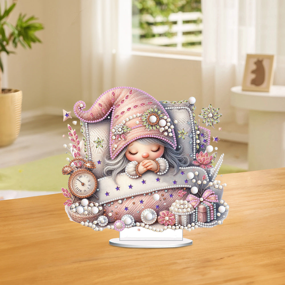Special Shape Single-Side Sleeping Gnome Desktop Diamond Art Kits for Home Decor