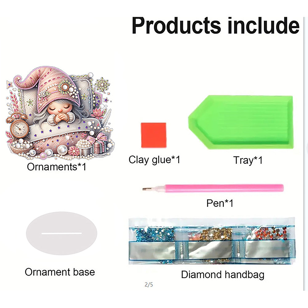 Special Shape Single-Side Sleeping Gnome Desktop Diamond Art Kits for Home Decor