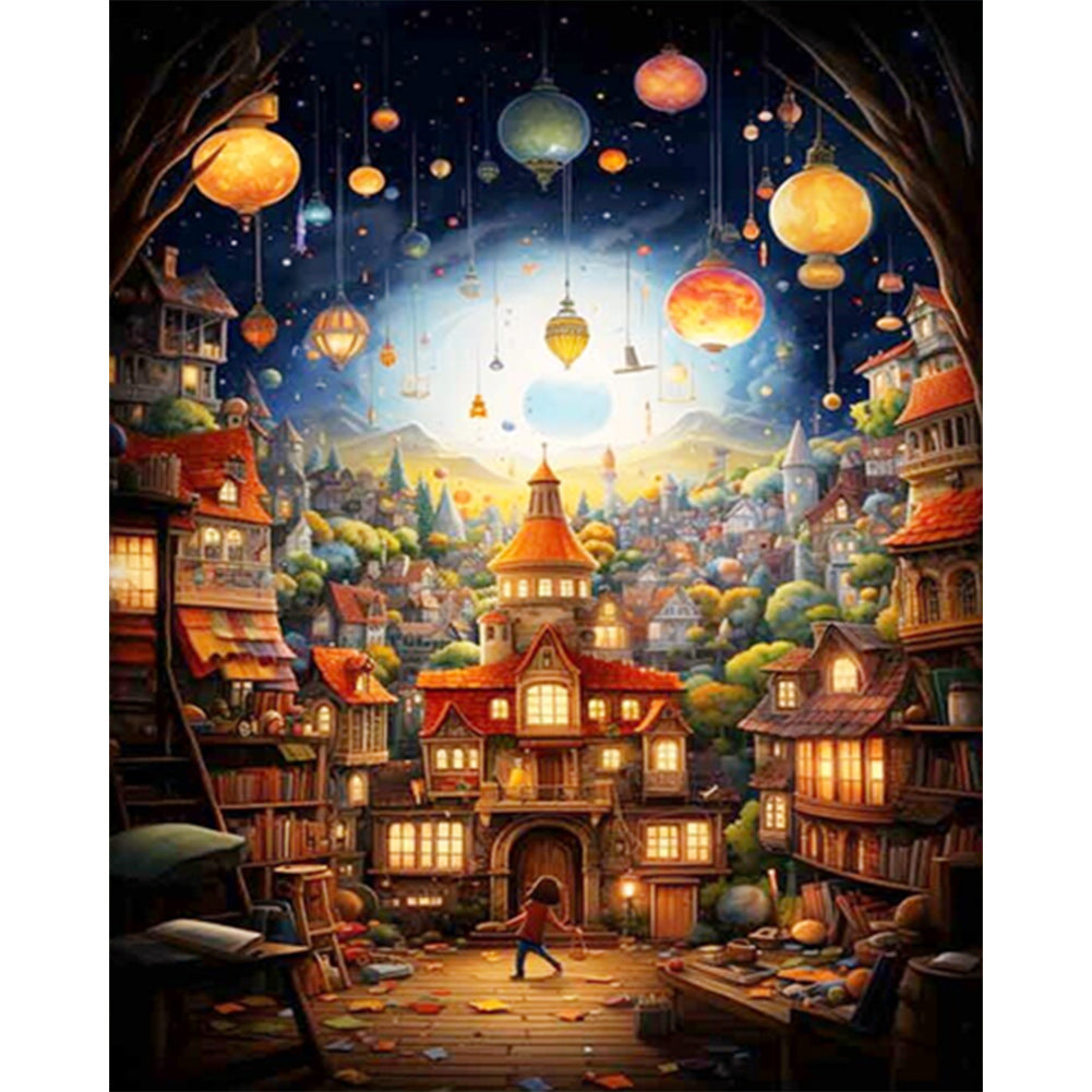 AB Diamond Painting - Full Round - cartoon town (40*50CM)