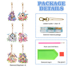 Load image into Gallery viewer, 6Pcs Double Side Diamond Art Keyring Keychain Pendant Home Decor (House Bird)