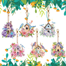 Load image into Gallery viewer, 6Pcs Double Side Diamond Art Keyring Keychain Pendant Home Decor (House Bird)