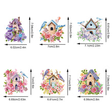 Load image into Gallery viewer, 6Pcs Double Side Diamond Art Keyring Keychain Pendant Home Decor (House Bird)