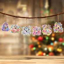 Load image into Gallery viewer, 6Pcs Double Side Diamond Art Keyring Keychain Pendant Home Decor (House Bird)