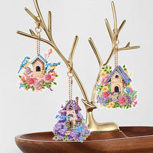 Load image into Gallery viewer, 6Pcs Double Side Diamond Art Keyring Keychain Pendant Home Decor (House Bird)