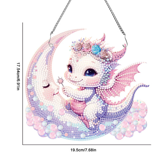 Special Shape Moon Dinosaur Baby Diamond Art Hanging Pendant for Home Wall Decor