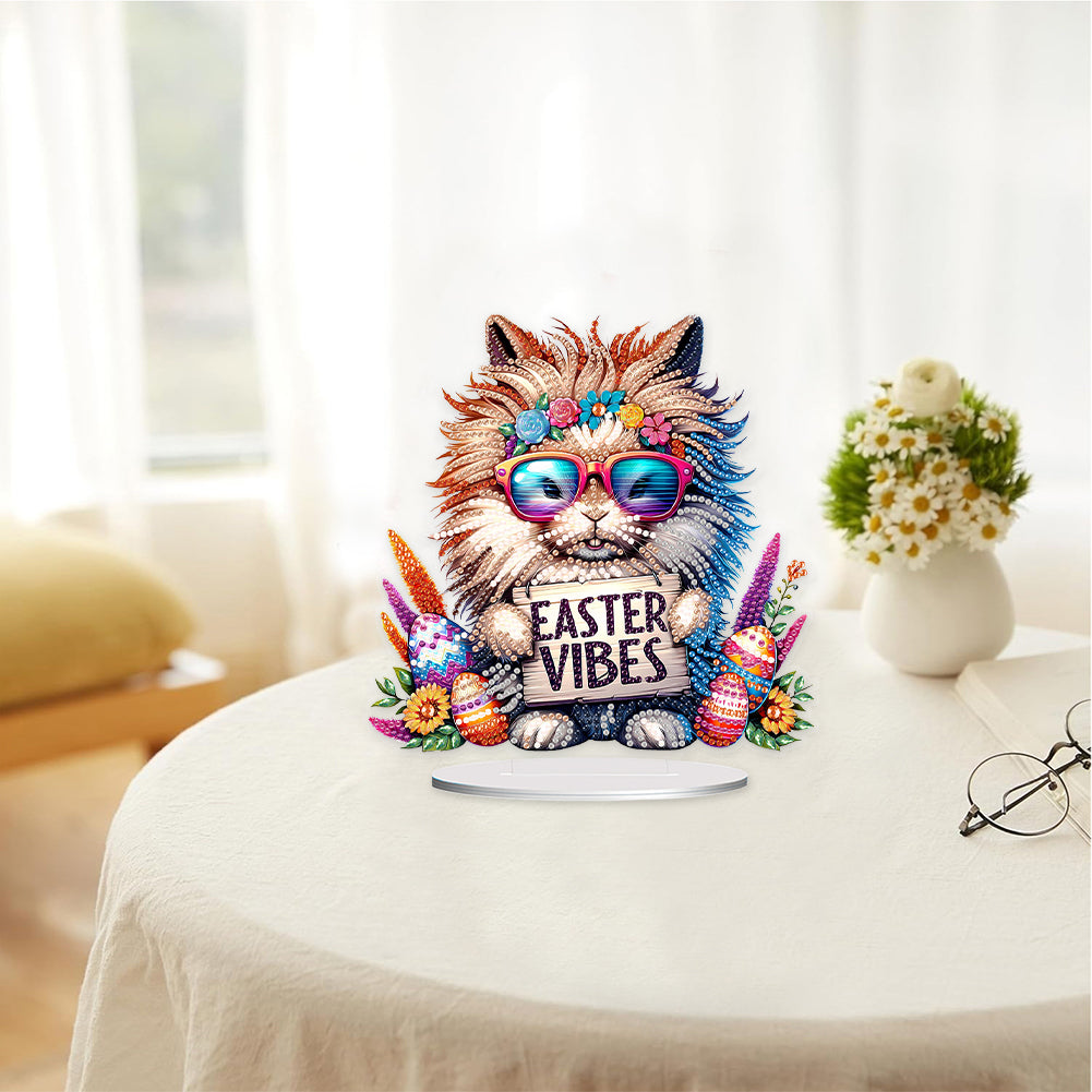 Cute Single-Side Easter Rabbit Desktop Diamond Art Kits Bedroom Table Decoration
