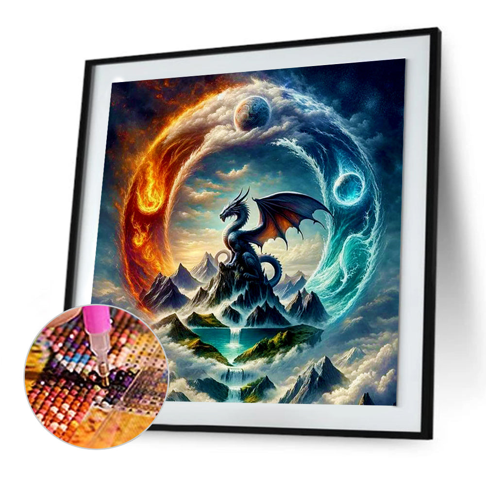 Diamond Painting - Full Round - The elemental dragon on the sacred mountain (30*30CM)