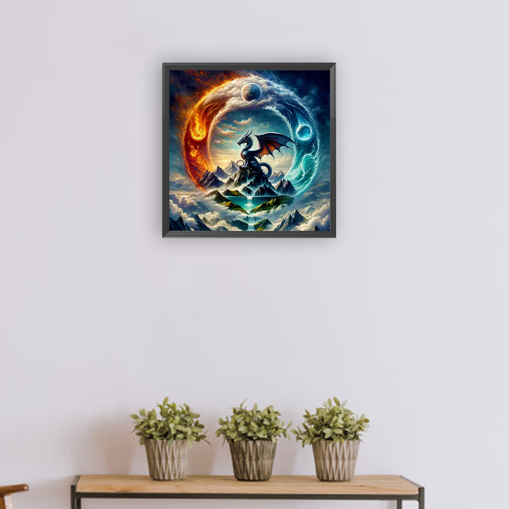Diamond Painting - Full Round - The elemental dragon on the sacred mountain (30*30CM)