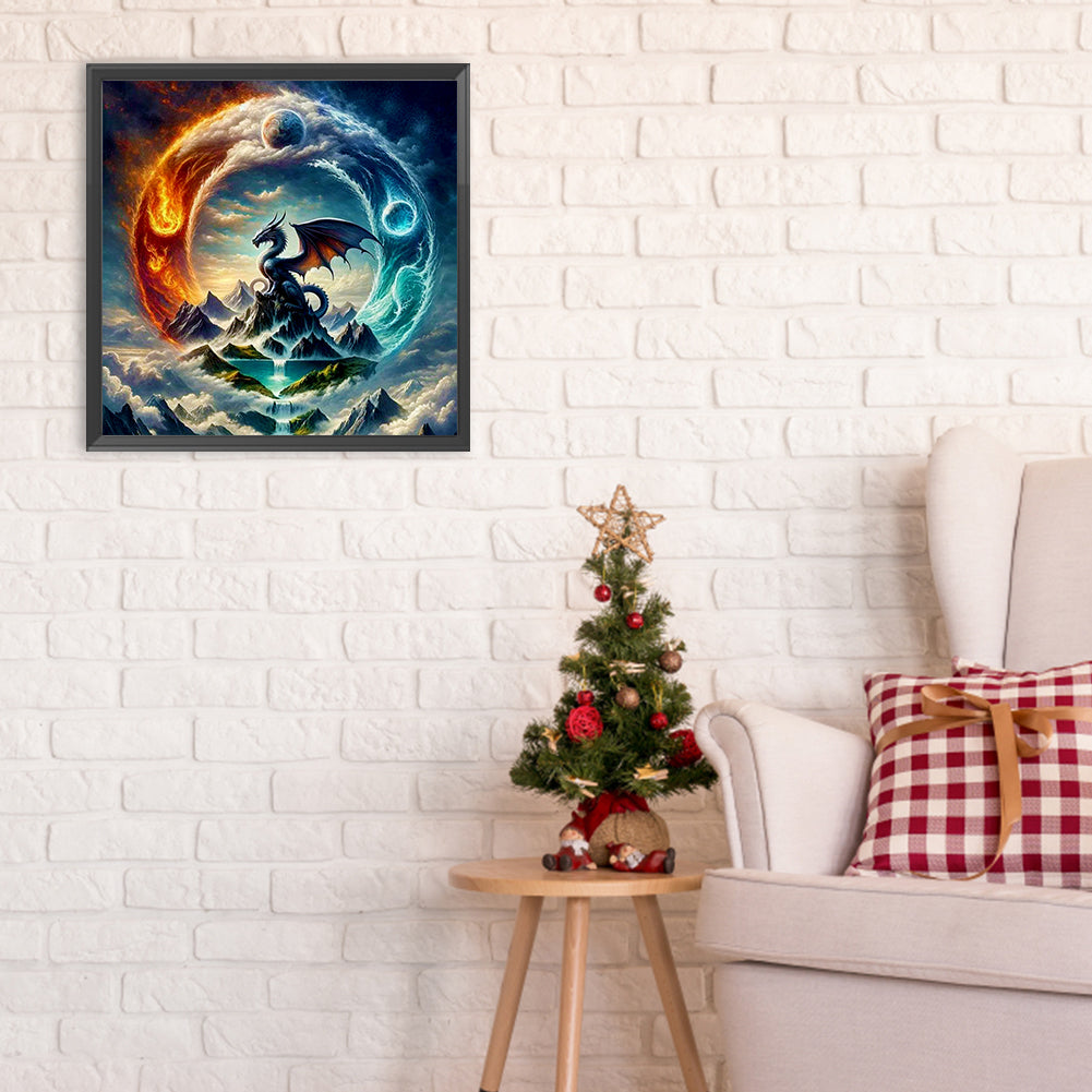 Diamond Painting - Full Round - The elemental dragon on the sacred mountain (30*30CM)