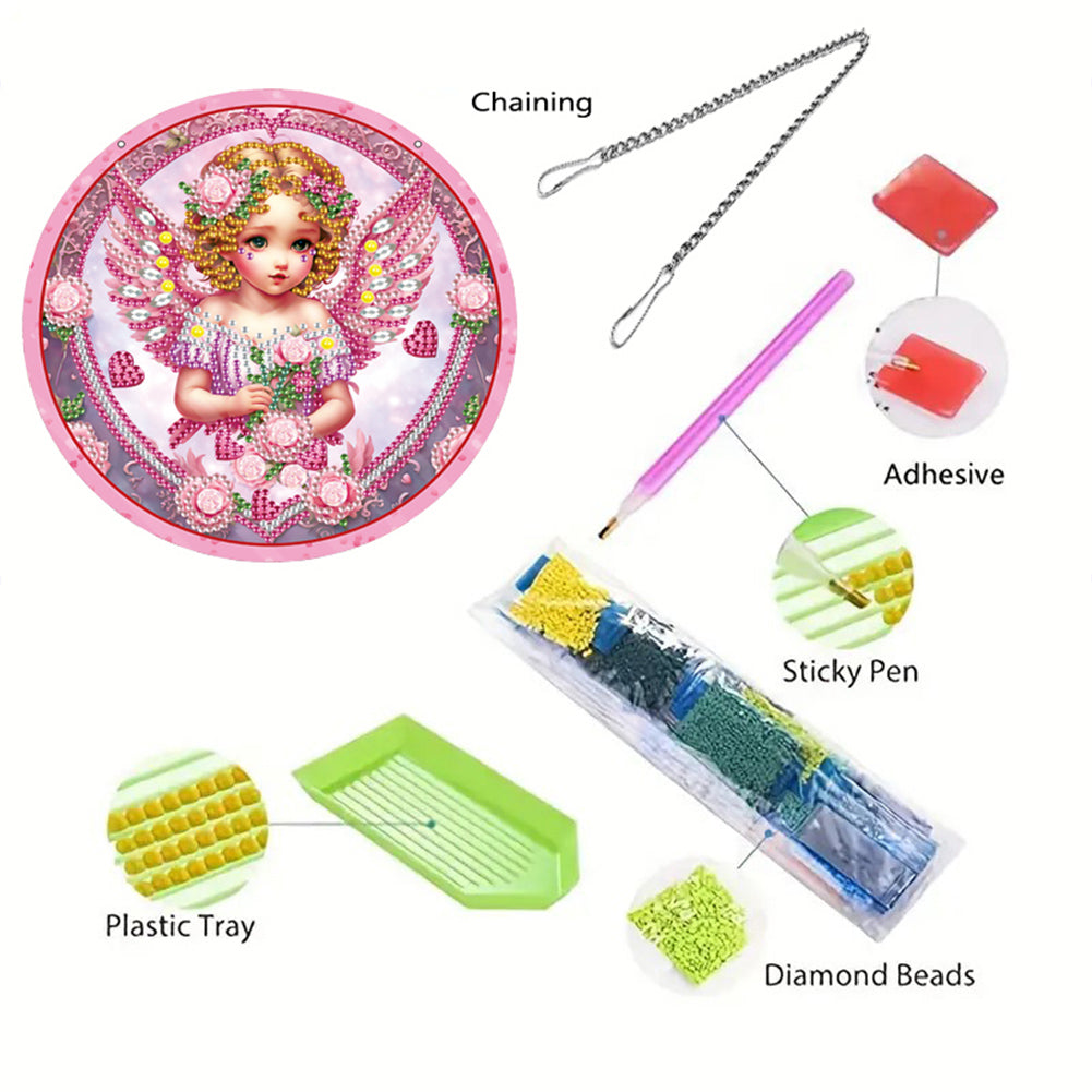 Acrylic Single-Side 5D DIY Character Diamond Painting Dots Pendant Window Decor