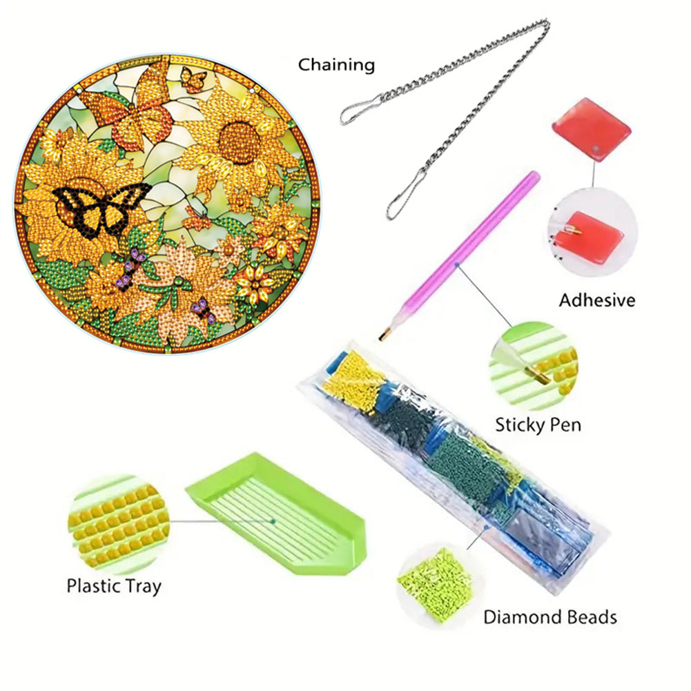 Acrylic Single-Side 5D DIY Animal Diamond Painting Dots Pendant for Window Decor