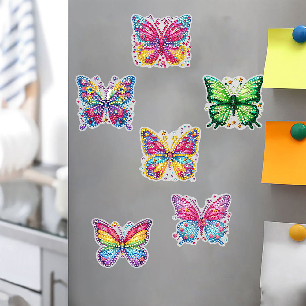 6 Pcs Gemstone Owl Moon Diamond Painting Fridge Magnetic Stickers for DIY Crafts