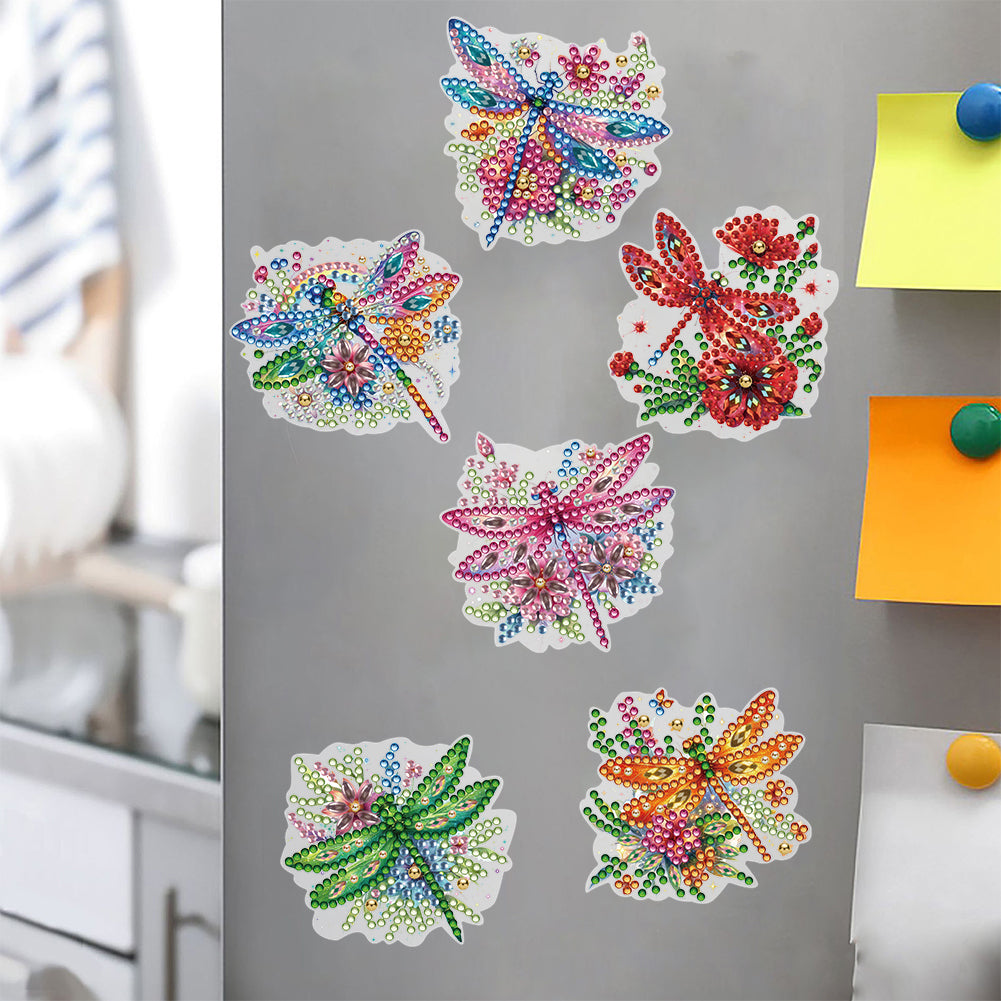 6 Pcs Gemstone Owl Moon Diamond Painting Fridge Magnetic Stickers for DIY Crafts
