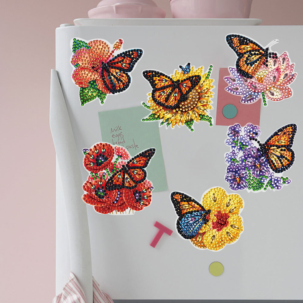 6 Pcs Gemstone Owl Moon Diamond Painting Fridge Magnetic Stickers for DIY Crafts
