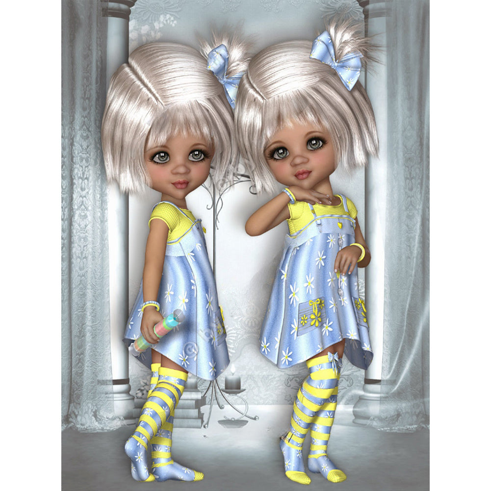 Diamond Painting - Full Round - 3D twin types boy and girl (30*40CM)