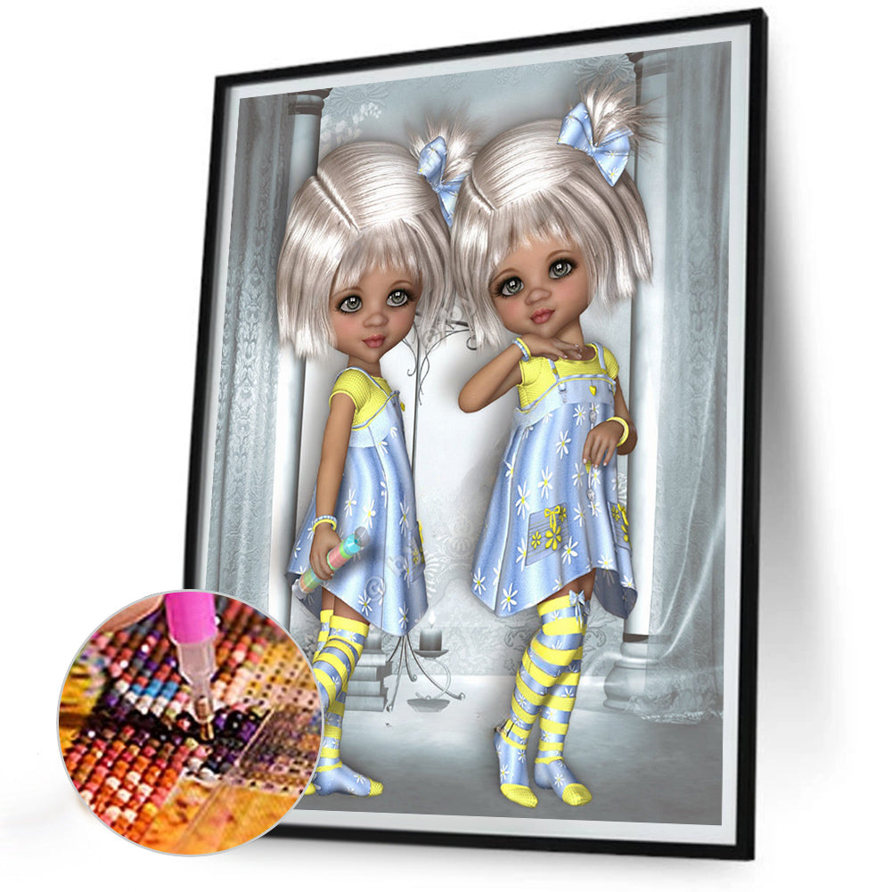 Diamond Painting - Full Round - 3D twin types boy and girl (30*40CM)