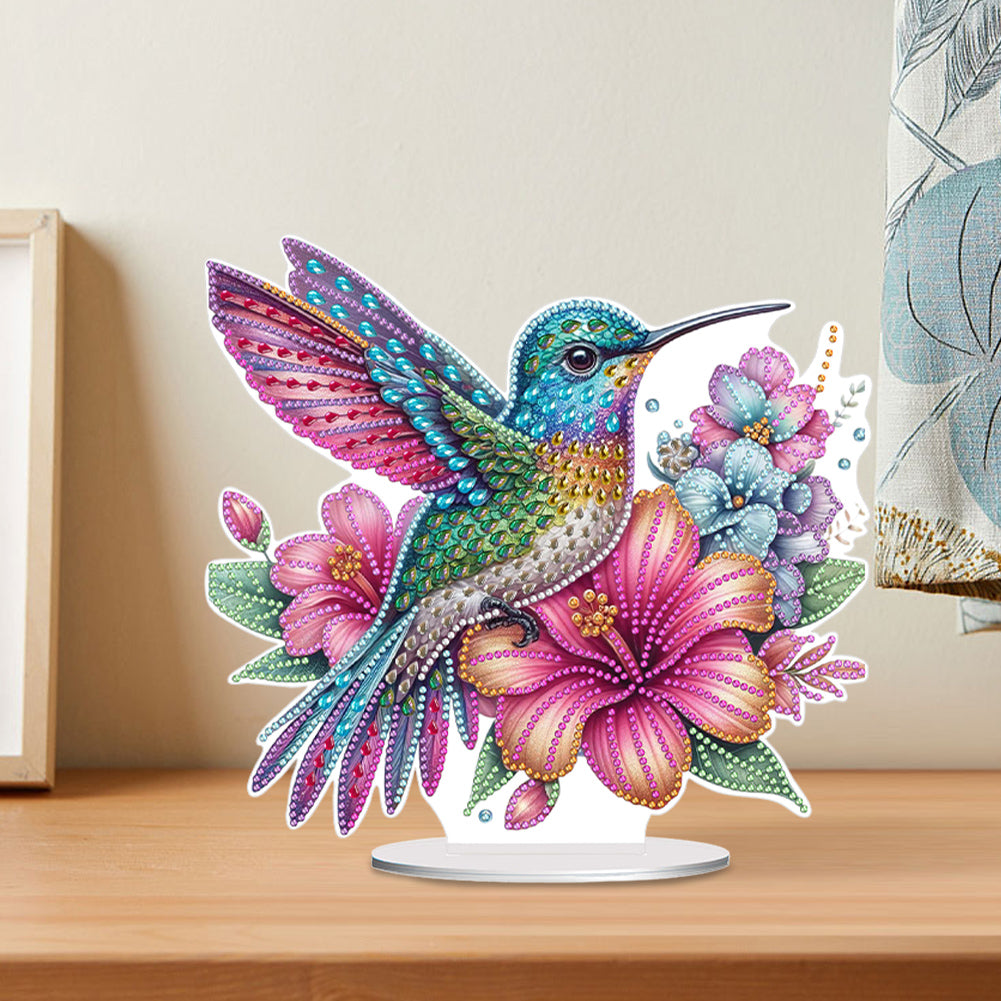 Special Shape Hummingbird Desktop Diamond Art Kit Craft for Home Office Decor
