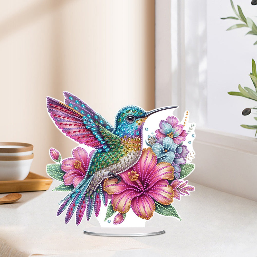 Special Shape Hummingbird Desktop Diamond Art Kit Craft for Home Office Decor