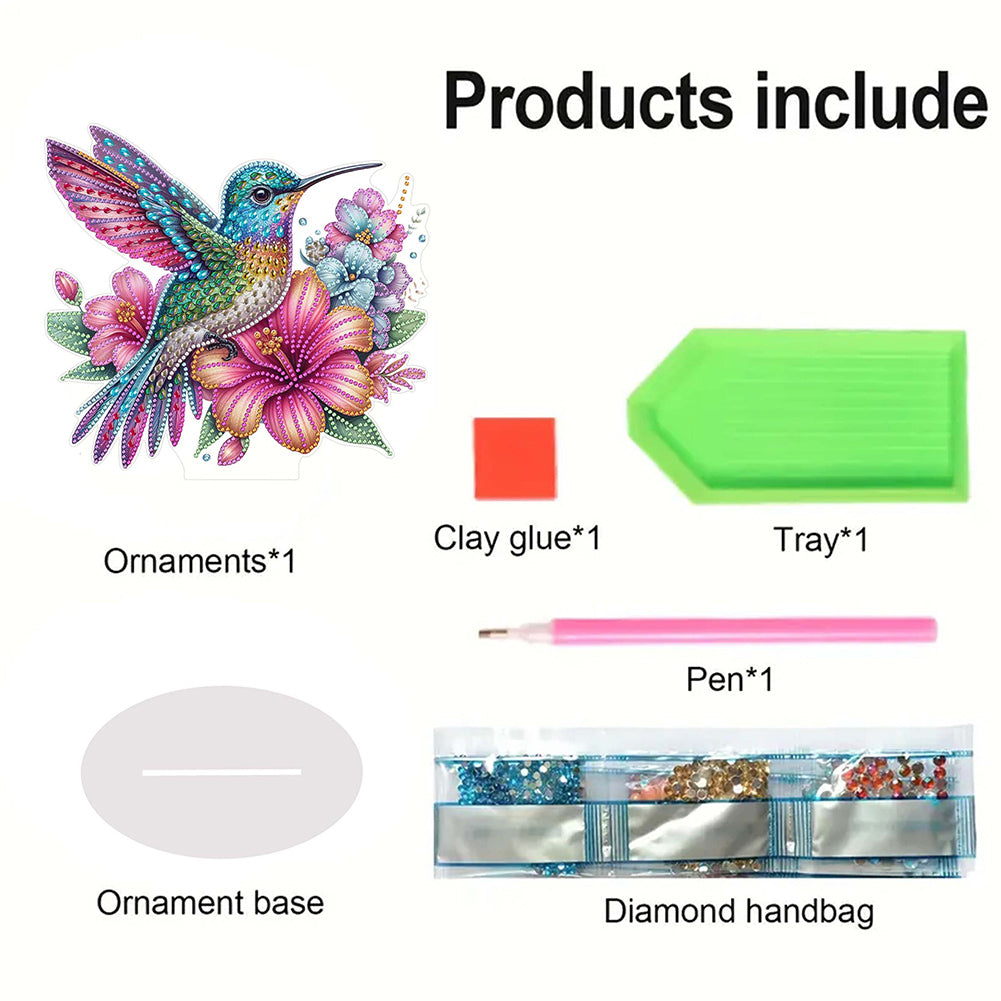 Special Shape Hummingbird Desktop Diamond Art Kit Craft for Home Office Decor