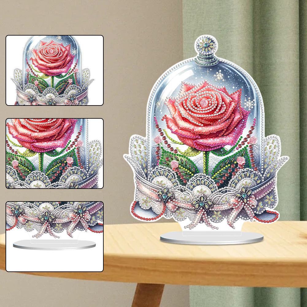 Special Shape Eternal Rose Desktop Diamond Art Kit for Home Office Desktop Decor